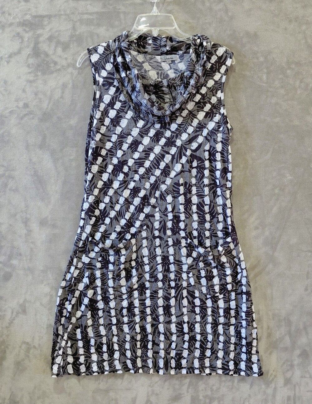 Shana Burnout Cowl Neck Sleeveless Tunic Women's Small Pockets Geometric Artsy